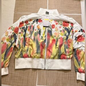 Nike Red and Yellow Bomber Jacket with Artistic Print